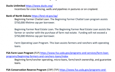 Beginning Farmers or Small Farms in North Dakota Financing Programs and Resources